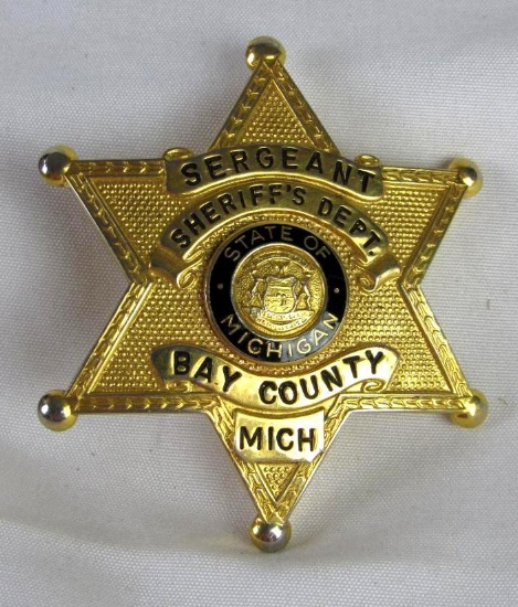 Vintage Bay County Sheriff's Dept Sergeant Police Badge Michigan