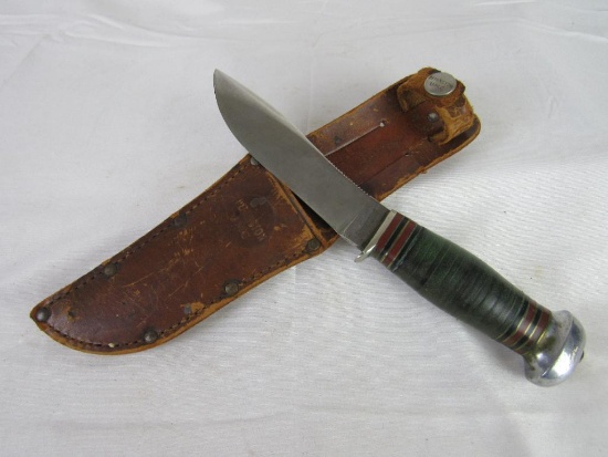 Antique Remington UMC RH-32 Fixed Blade Knife/ Stacked Leather Handle