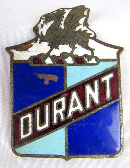Antique Durant Porcelain Enameled Automobile Grill Badge