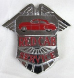 Antique Red Cab Service Taxi Driver Badge