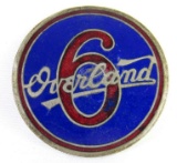 Rare Antique Overland 6 Porcelain Enameled Automobile Grill Badge