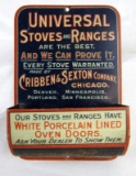 Antique Universal Stoves and Ranges Tin Advertising Match Holder/ Safe