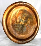 Antique Pressed Copper Johnny Walker Whiskey Serving Tray