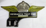 Antique Standard Oil Metal Research Test Car License Plate Topper