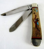 Case XX 3254 SS 2-Blade Folding Knife w/ Native American Indian Motif on Handle