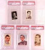 Lot (5) 1930's/40 Clark Gable Tobacco Trading Cards all PSA Graded