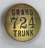 Antique Brass Grand Trunk Railroad Employee/ Worker Badge