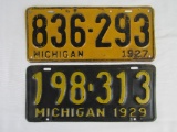 1927 & 1929 Michigan Automobile License Plates