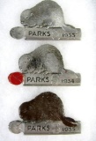 Rare Set 1933 1934 1935 Canada Parks SNR Beaver License Plate Topper/ Grill Badges