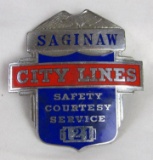 Antique Saginaw City Lines Bus Driver Badge Michigan