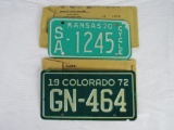 1970 Kansas & 1972 Colorado Motorcycle License Plates NOS in Orig. Envelopes