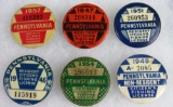 Lot (6) Antique 1940's/50's Pennsylvania Resident Fishing License Badges