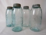 (4) Antique 1858 Pat. Date 1/2 Gallon Mason Jars