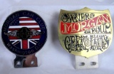 (2) Vintage Morgan Car Club License Plate Toppers