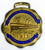 1911 Detroit Board of Commerce Annual Cruise Enameled Watch Fob