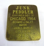 Vintage 1964 City of Chicago Junk Peddler License Badge