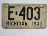Rare 1933 Michigan 4-Digit License Plate