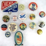 Grouping Of Antique Patriotic/ Political Pin Backs MacArthur, GOP, Votes For Women++