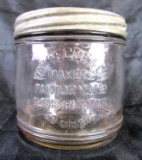Antique Wm. Tegge & Co. Glass Cigar Jar w/ Metal Lid