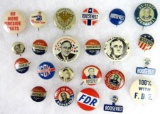 Large Grouping of Antique Original Franklin D. Roosevelt Political Campaign Pins FDR