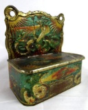 Antique Embossed Tin Match Safe w/ Fire Breathing Dragon- Very Early