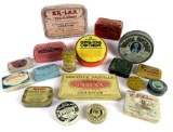 Grouping of Antique Small Tins- Medicine, Salve, Laxatives, General Store, Apothecary