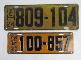 1920 & 1924 Michigan License Plates