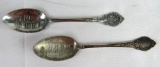 (2) Antique L.O.T.M.M. Ladies of the Modern Maccabees Sterling Silver Spoons- Muskegon, Port Huron,
