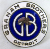 Antique Graham Brothers Automobiles Detroit Porcelain Grill Badge