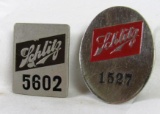 (2) Vintage Schlitz Beer Brewery Employee/ Worker Badges