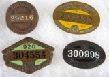 1912, 1918, 1920, 1926 New York Cheauffeur Badges