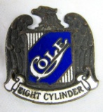 Rare Antique Cole Automobile Eight Cylinder Porcelain Enameled Grill Badge