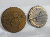 (2) 1934 Ford Exposition V8 Bronze Tokens/ Medals