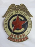 Antique Chicago Motor Club Embossed Metal Automobile Grill Badge Excellent