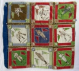 (9) Antique 1914 B18 Tobacco Baseball Blankets-Quilted with Rabbit Maranville, Casey Stengel