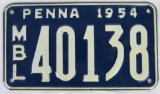1954 Pennsylvania Motor Boat License Plates Pair