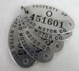 Set (6) Vintage Ford Motor Co. Aluminum Tool Checks