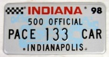 Rare 1998 Indianapolis 500 Pace Car License Plate
