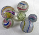 Lot (6) Antique Swirl Marbles