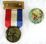 (2) Antique Improved Order of Red Men Pins (I.O.R.M)