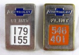 (2) Antique Chevrolet Employee/ Worker Badges Flint Michigan