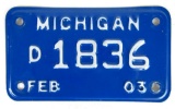 2003 Michigan Motorcycle Dealers License Plate