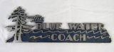 Vintage Cast Aluminum Blue Water Coach Bus Emblem/ Logo Badge