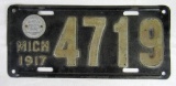 1917 Michigan 4-Digit License Plate w/ Original Seal