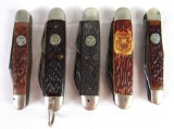 (5) Antique Boy Scouts Folding Pocket Knives Camillus, Ulster, Imperial