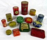 Grouping of Antique Small Tins- Medicine, Baking Powder, General Store, Apothecary