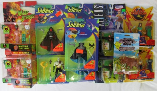 Lot (12) 1990's Mixed Action Figures- Aliens, Flash Gordon, Shadow, Mars Attacks