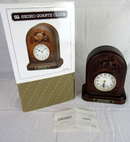 Disney Mickey Mouse 60th Birthday Seiko Mantle Clock MIB