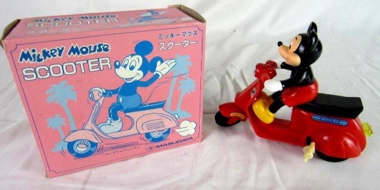 Vintage 1982 Masudaya Japan Wind-Up Mickey Mouse Scooter