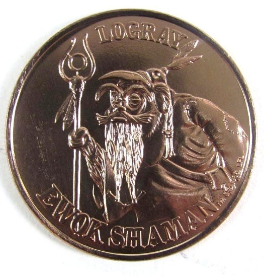 Vintage 1985 Star Wars Ewoks Logray Shaman Copper Coin